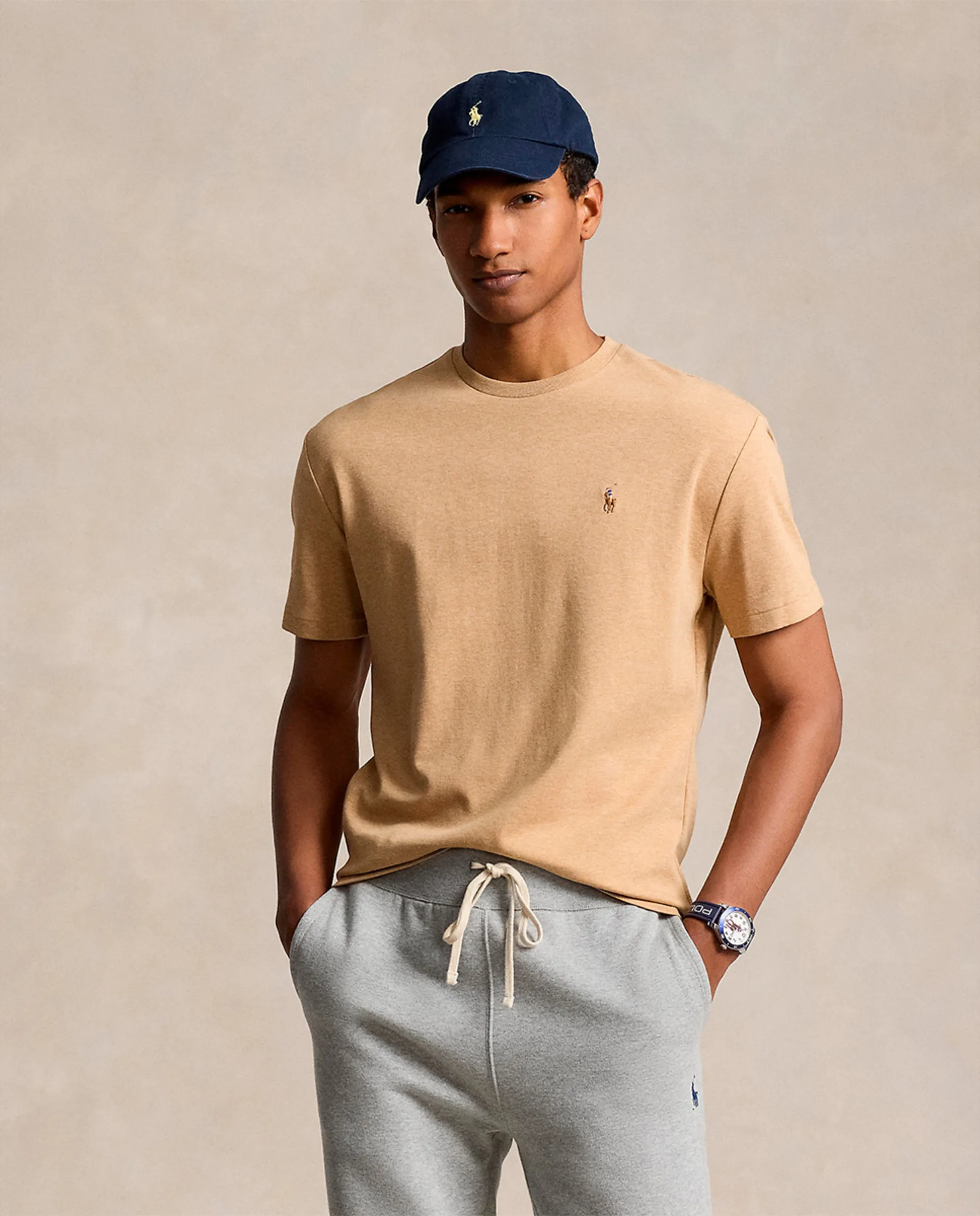 

Мужская футболка Custom Slim Fit Polo Ralph Lauren, бежевый