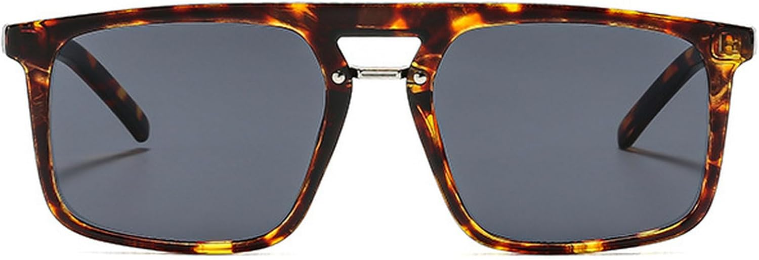 

Ретро-солнцезащитные очки-пилот для женщин, защита от УФ-излучения, модные винтажные квадратные солнцезащитные очки, женские солнцезащитные очки с градиентным переходом и двойной перемычкой mincl, Leopard Black