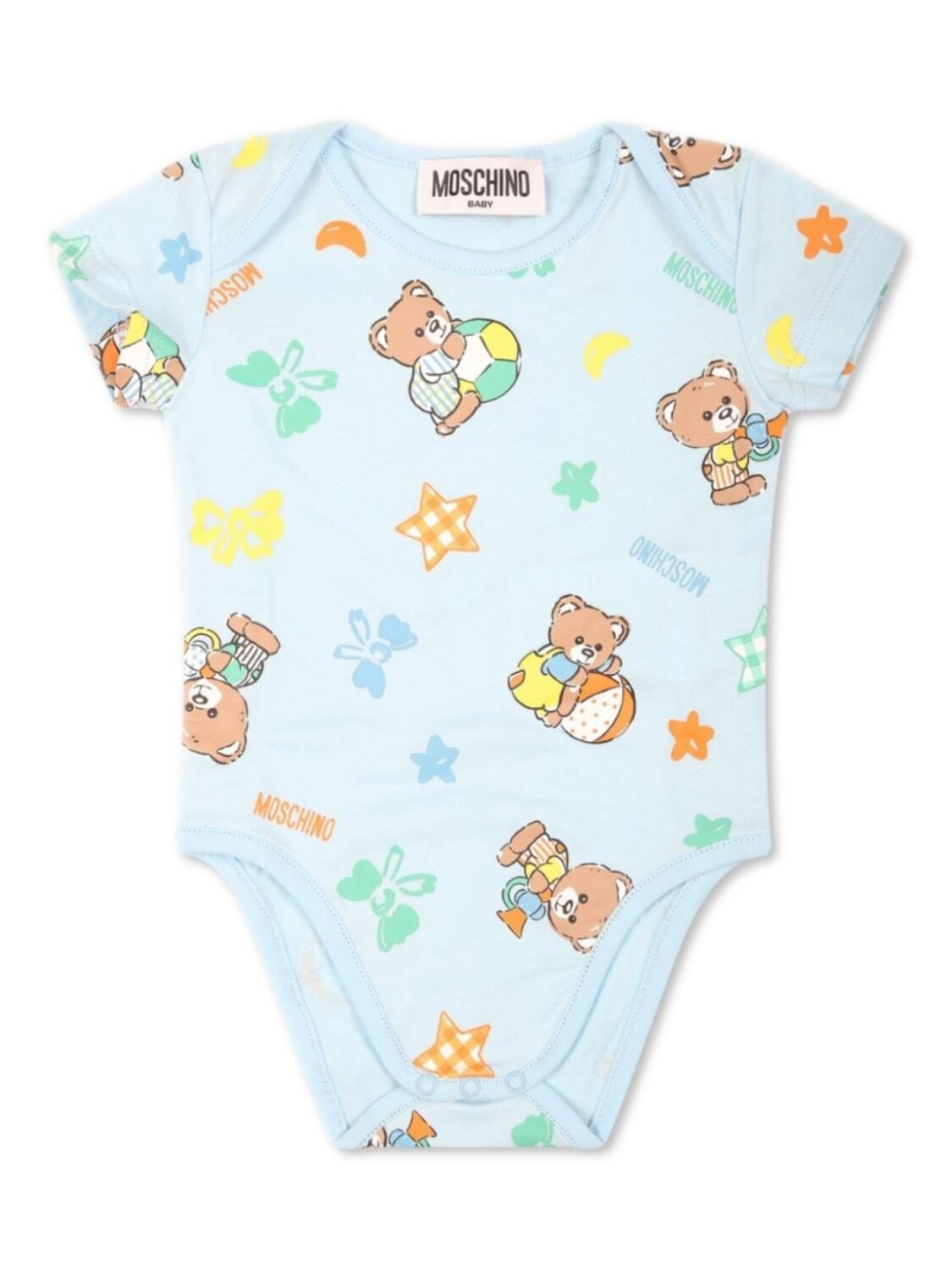 Moschino Kids набор тел плюшевых медведей с разноцветными принтами (набор из двух штук), синий — фото 4