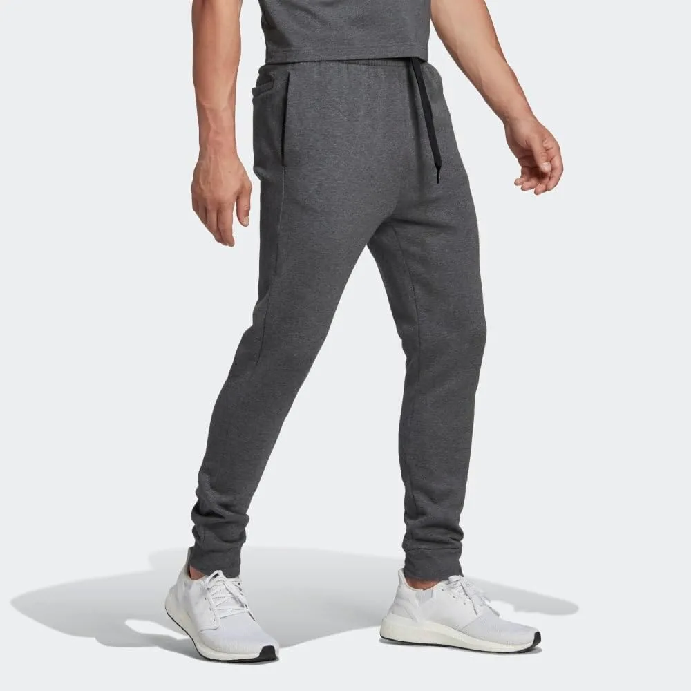 Мужские флисовые брюки Adidas Essentials, стандартного кроя, зауженные книзу, темно-серый/черный — фото 3