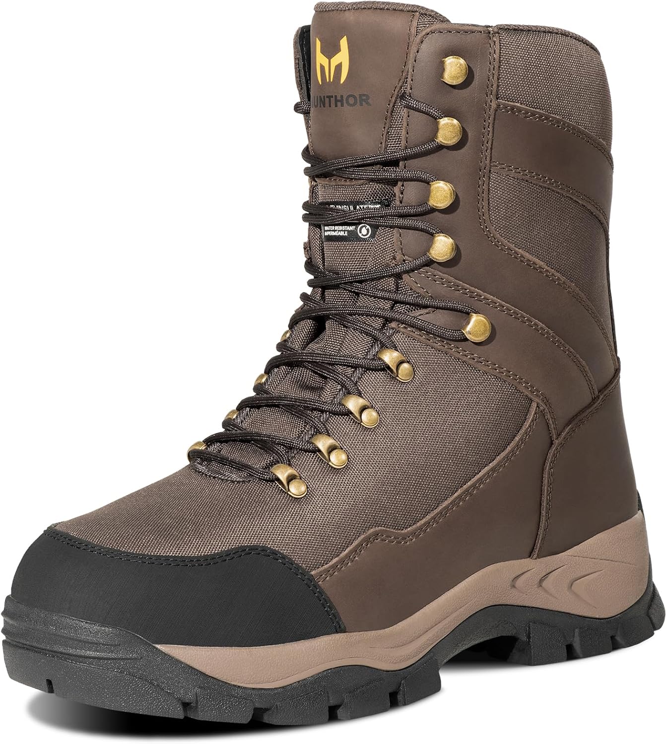 

Мужские охотничьи ботинки Hunthor, утеплитель 1000 г, промежуточная подошва из ЭВА, водонепроницаемые кожаные походные ботинки Next Camo G2, теплая и дышащая обувь для холодной погоды (размеры 7-14), коричневый