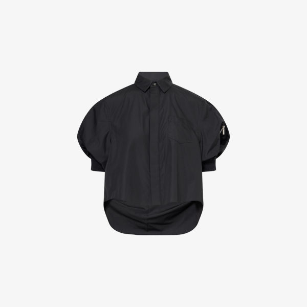 

Короткая укороченная рубашка с короткими рукавами Shell Sacai, черный