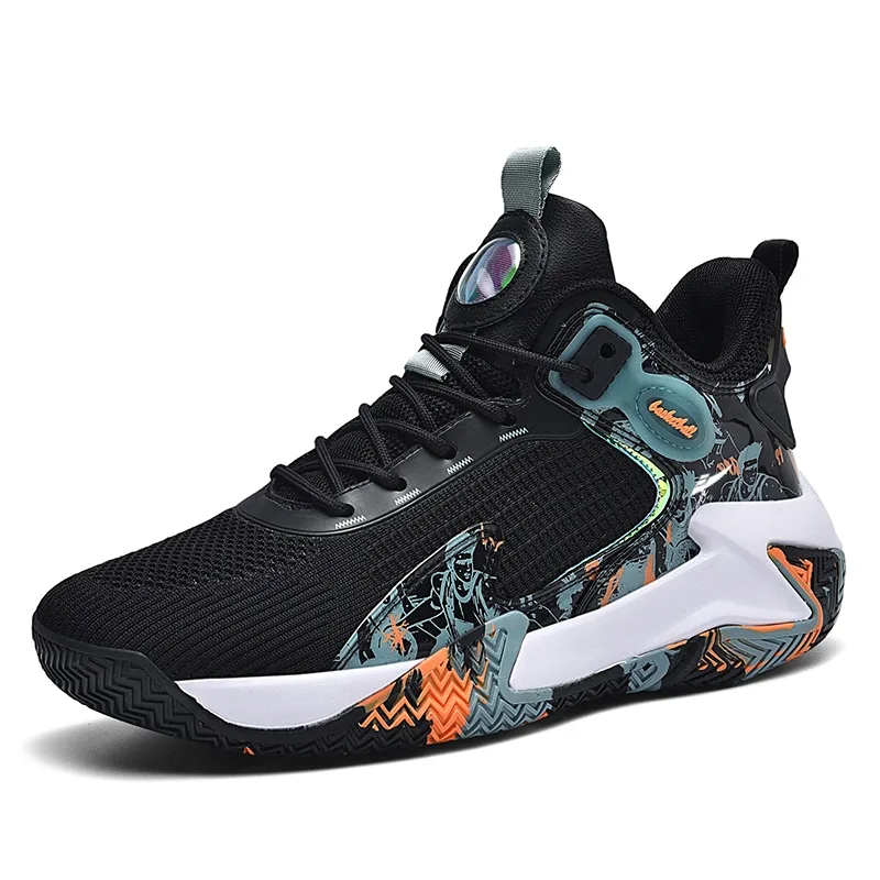 Детские баскетбольные кроссовки мужские KUDING, Black Cyan Gray, Mesh