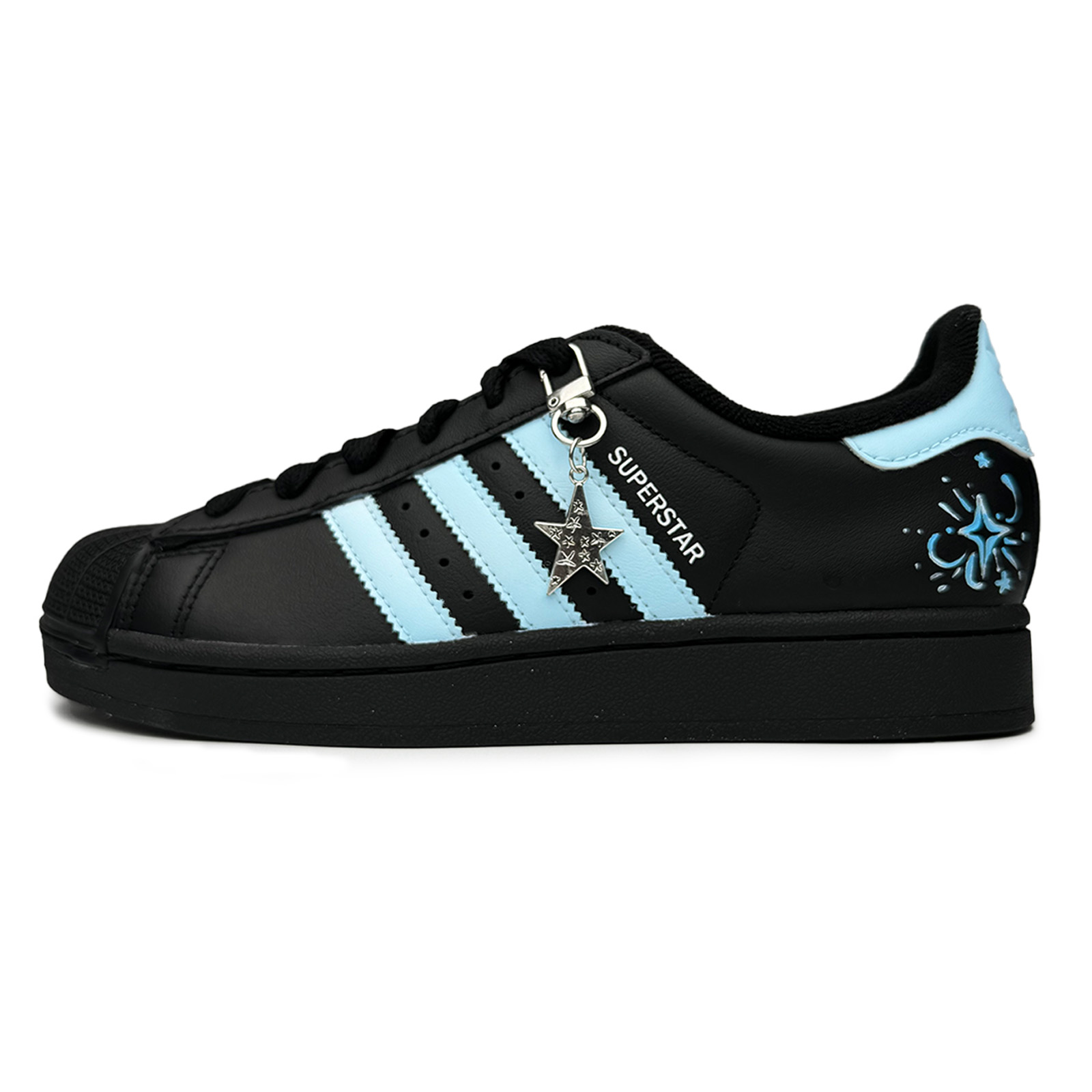 Adidas Originals Детские кроссовки для скейтбординга Superstar 2 Blue Firework, износостойкие, низкие, черные, для подростков — фото 2
