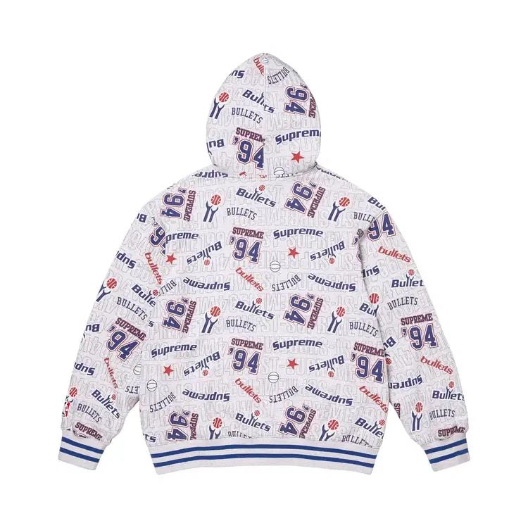 Толстовка с капюшоном на молнии Supreme x Mitchell & Ness Teams, серый — фото 2