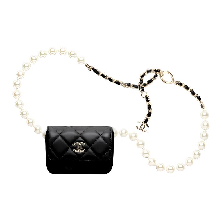 

Женский черный поясная сумка из овчины CHANEL