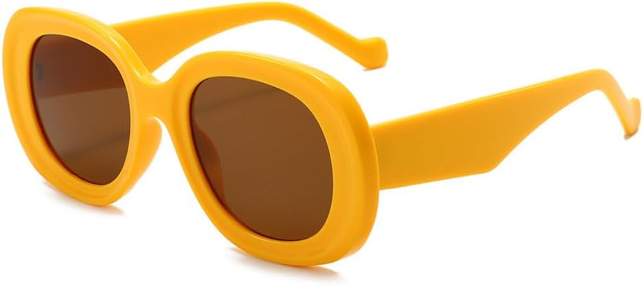 

Ретро-солнцезащитные очки для активного отдыха, разноцветные солнцезащитные очки в овальной оправе, очки для уличной фотографии, солнцезащитные очки в овальной оправе VFDHN, Yellow