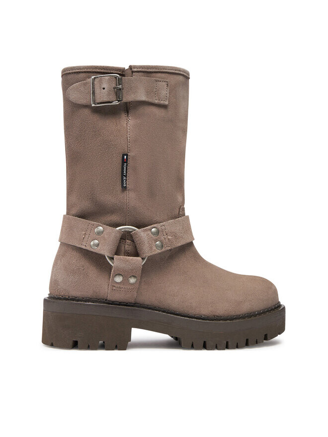 Ботильоны Tommy Jeans Tjw Urban Biker Boot Suede EN0EN02729 Gris, серый