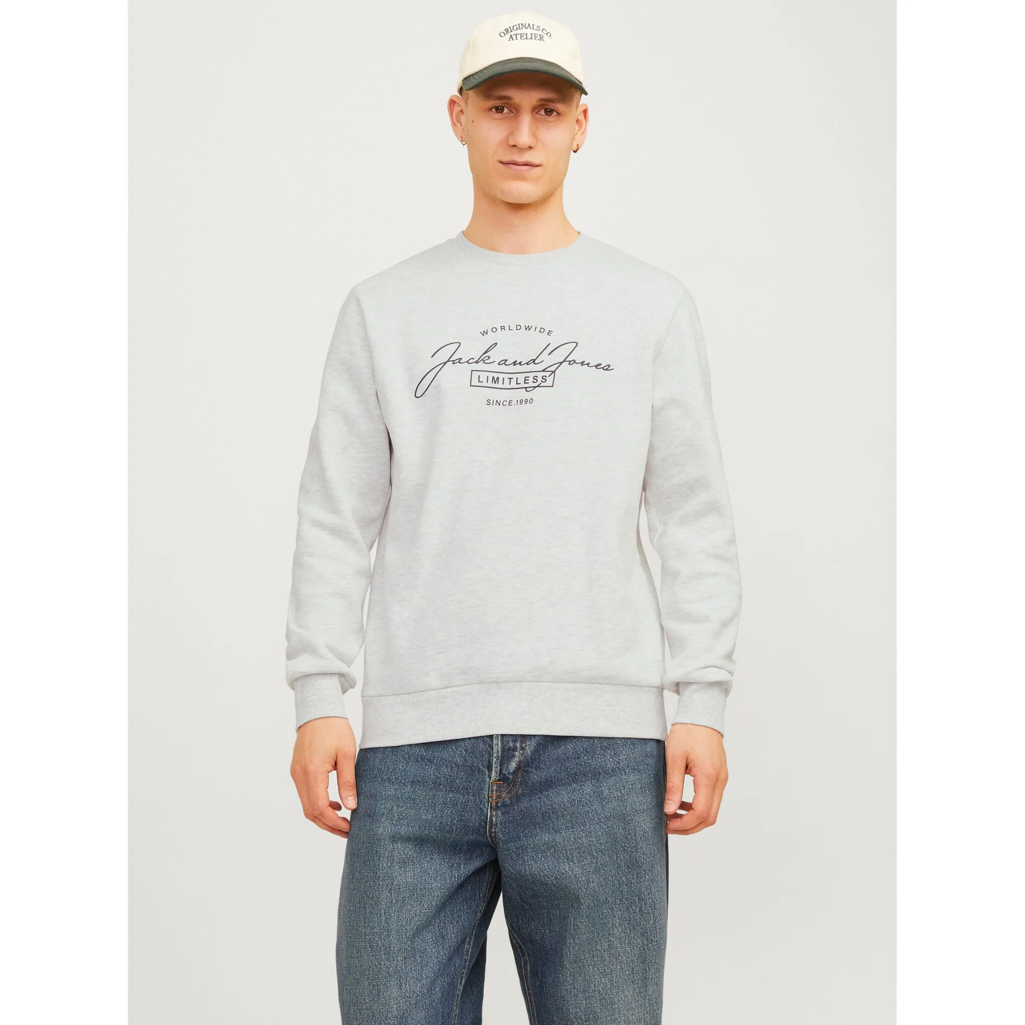 

Толстовка Jack & Jones "JJFERRIS SWEAT CREW NECK", цвет White Melange Print:Big