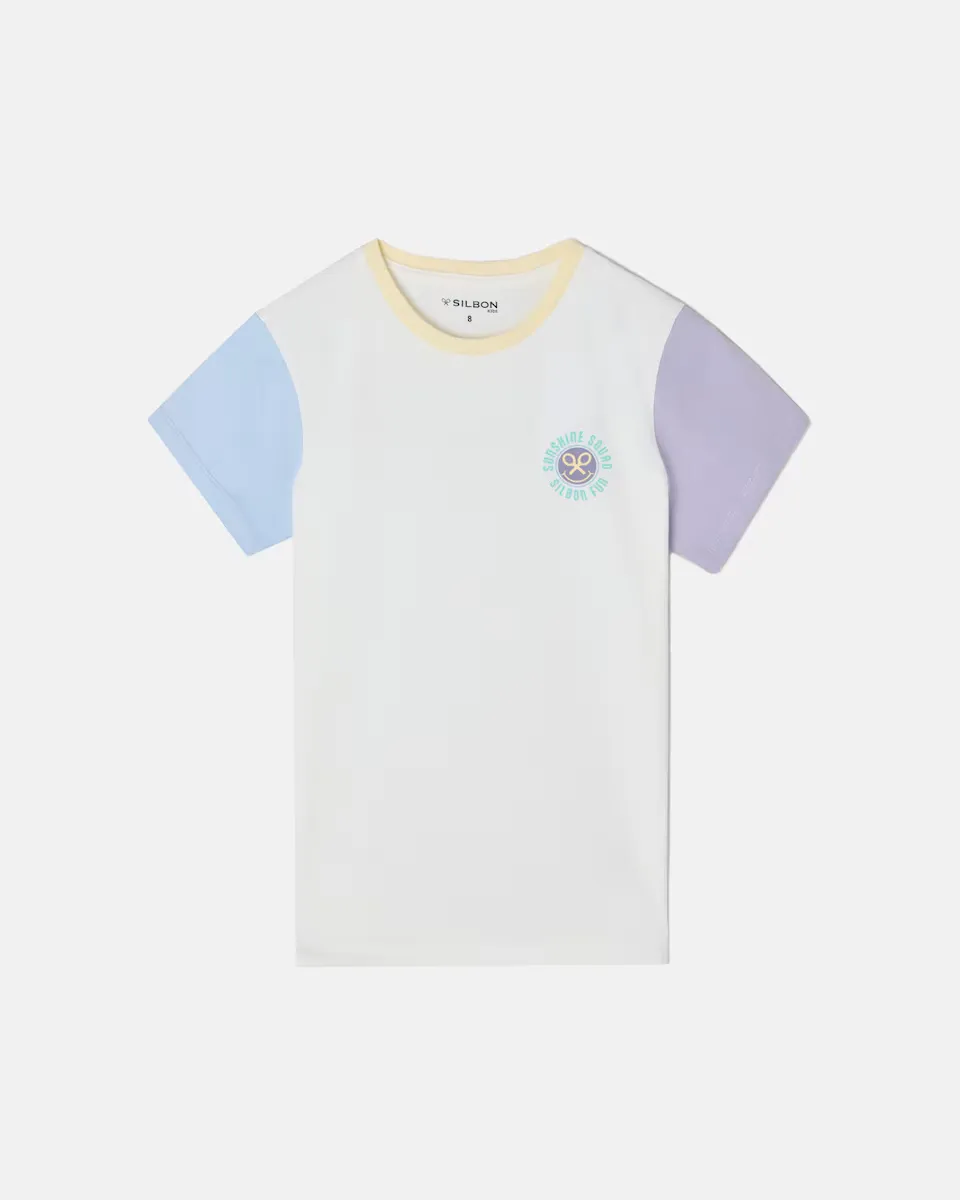 

Футболка «Улыбка мальчика» с контрастными рукавами Silbon, белый