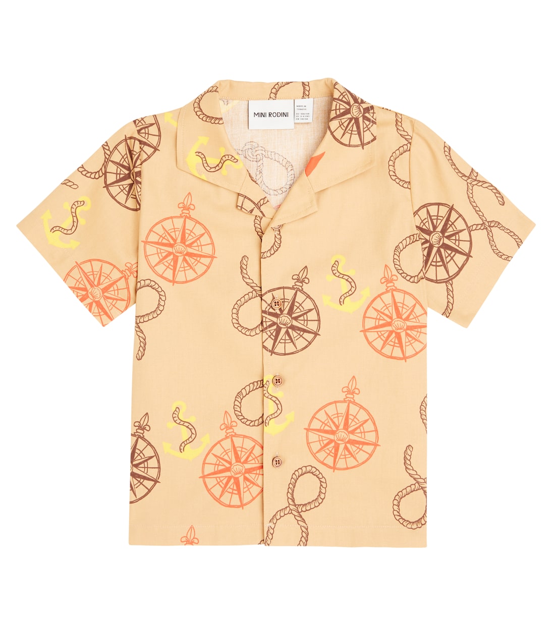 

Рубашка из хлопкового твила в морском стиле Mini Rodini, бежевый