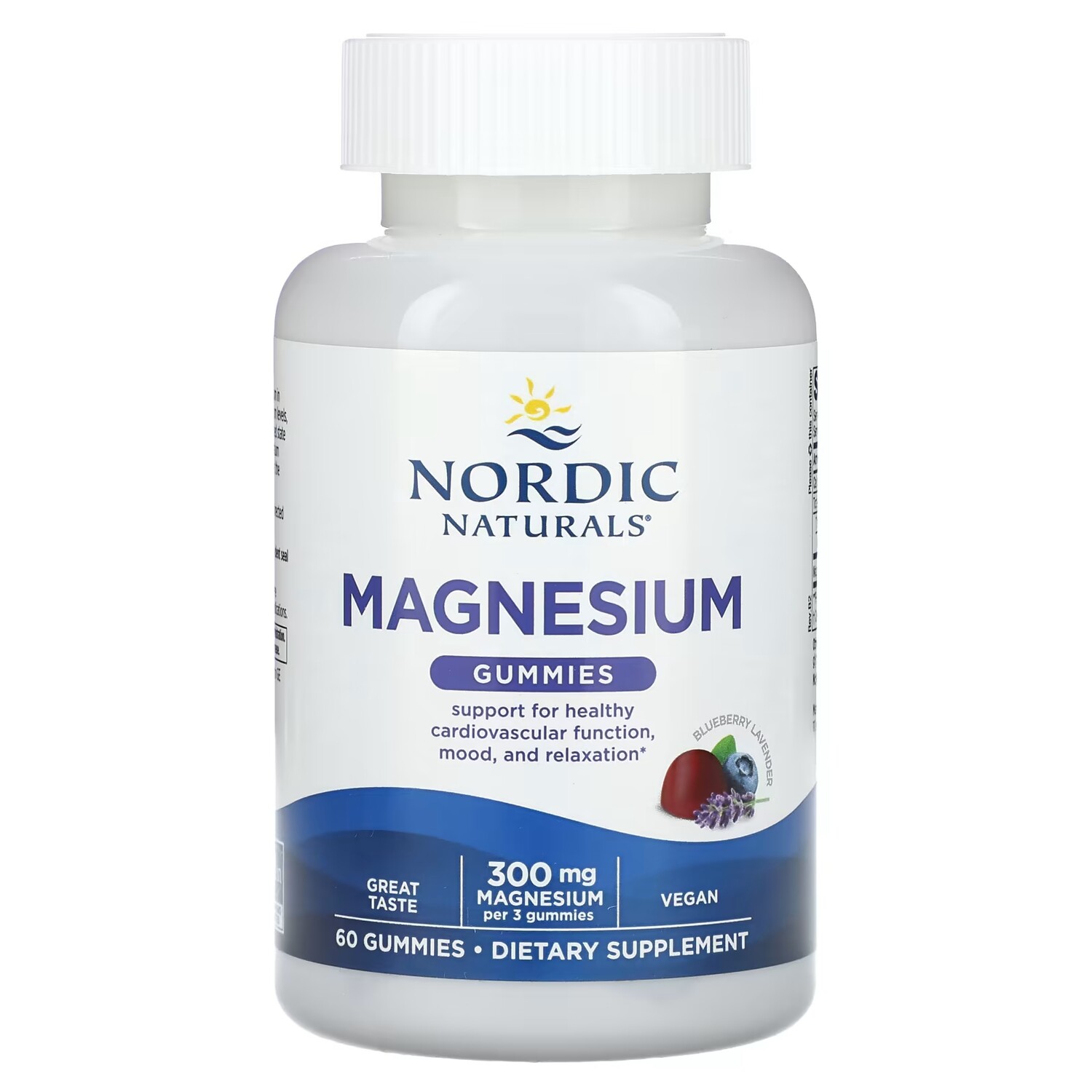 

Добавка магниевая Nordic Naturals с черникой и лавандой, 60 жевательных таблеток