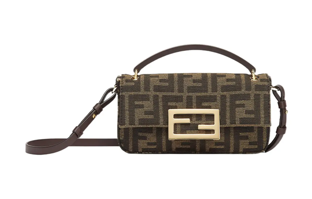 

FENDI Багет из хлопка с коровьей кожей портативная черезплечная сумка для телефона обычная женская коричневая