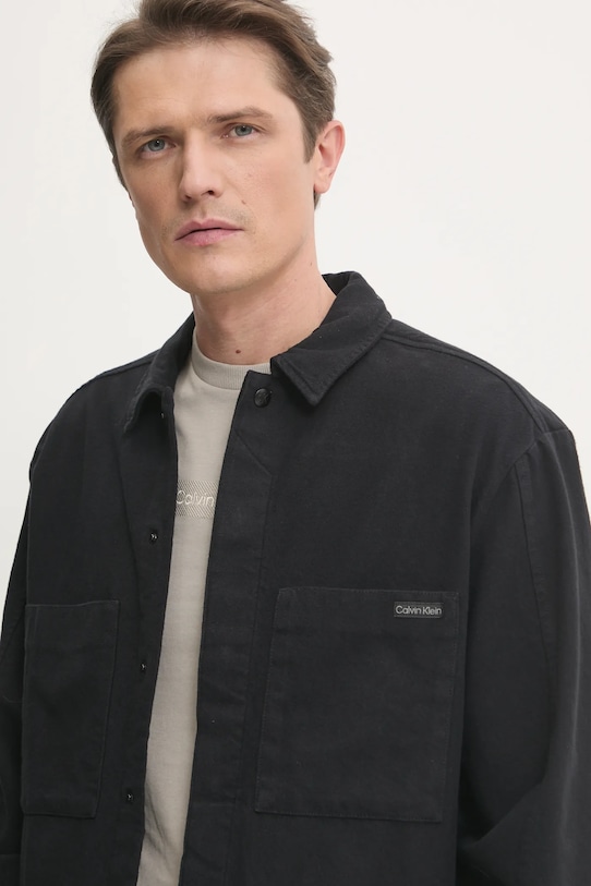 

Хлопковая рубашка Calvin Klein Jeans, черный