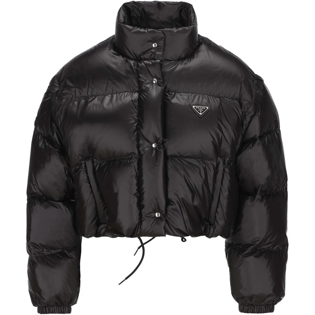 

PRADA Короткая пуховая куртка с логотипом, Black