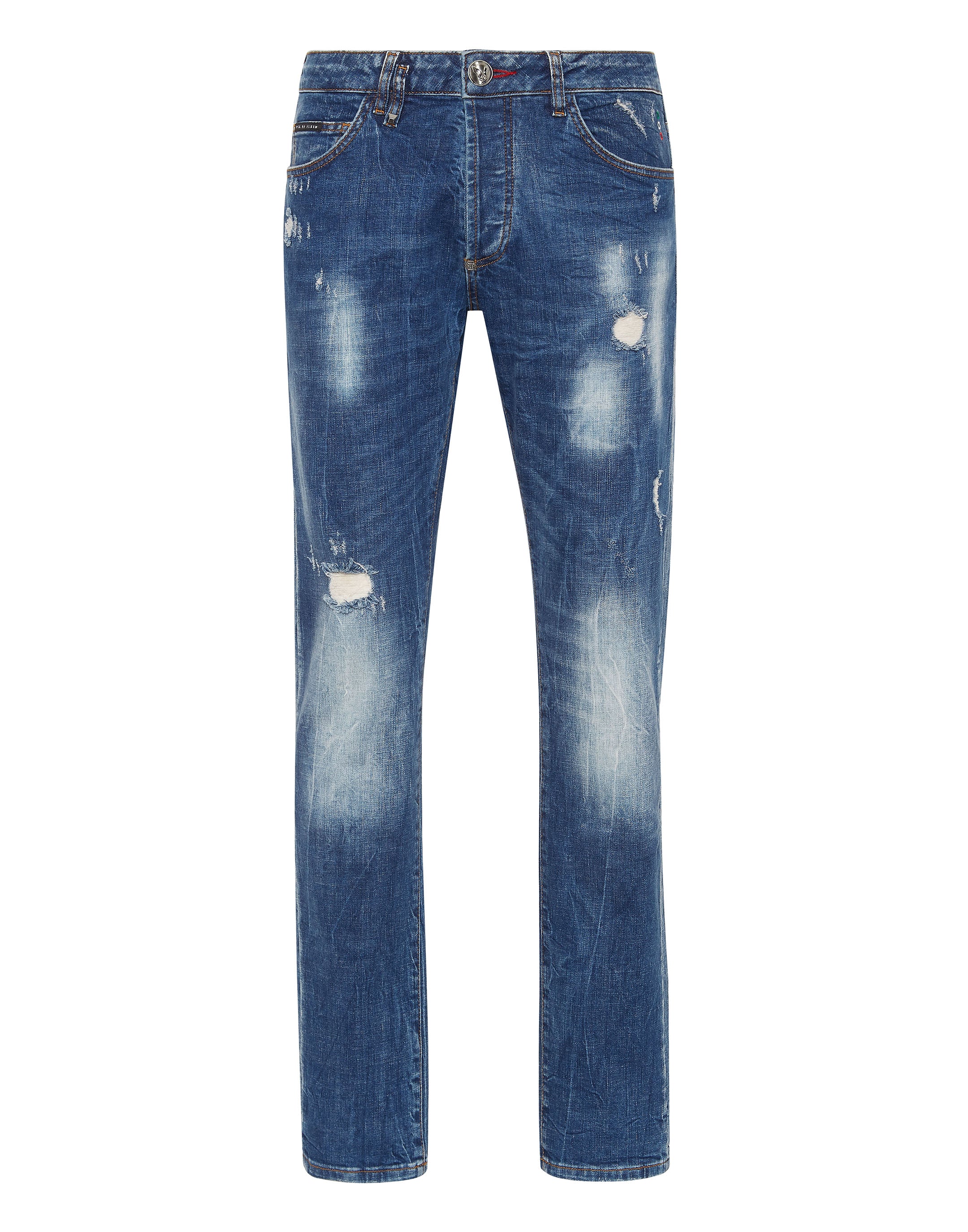 

Джинсовые брюки супер прямого покроя Lion Circus PHILIPP PLEIN, цвет flash blue