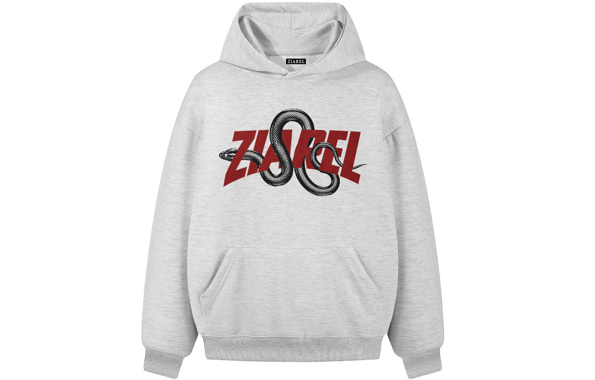 

Толстовка Unisex Hooded Moderate Heavyweight ZIAREL, белый heather серый