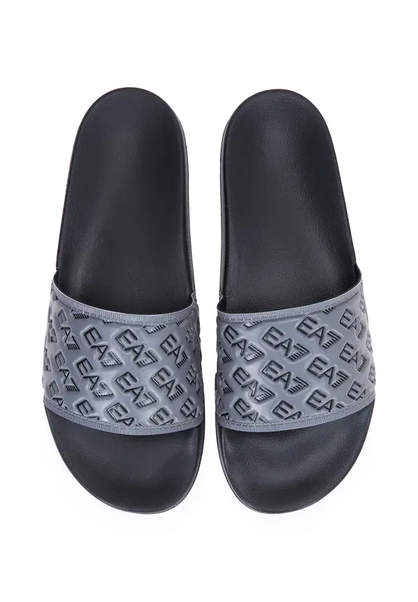 Сланцы Ea7 Emporio Armani с логотипом по всей поверхности, черный дымчатый жемчуг — фото 3