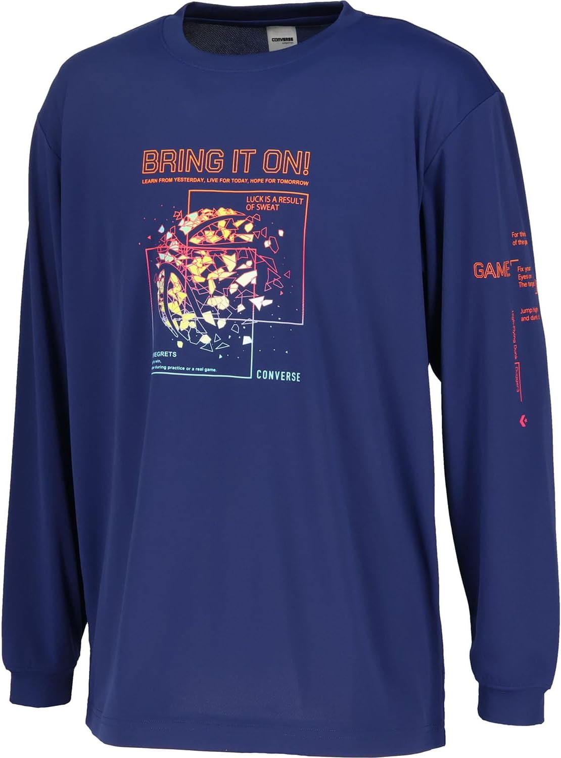 

Баскетбольная футболка с длинным рукавом Converse CB252367L, с принтом, влагоотводящая, быстросохнущая, унисекс, темно-синий