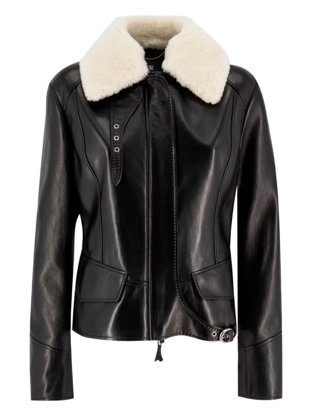 

Кожаная куртка с воротником из овчины Ermanno Scervino, черный