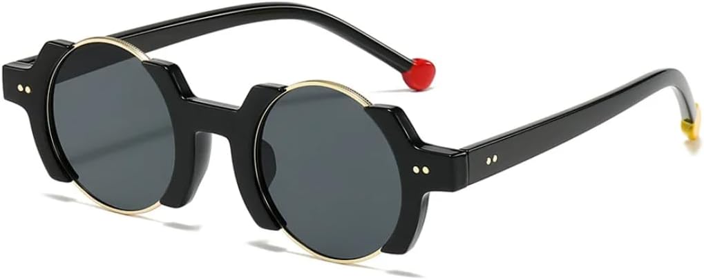

Модные ретро-панк круглые женские солнцезащитные очки, ретро-градиентные очки с заклепками и контрастными цветами, трендовые мужские солнцезащитные очки UV400 SZVVBKK, Black