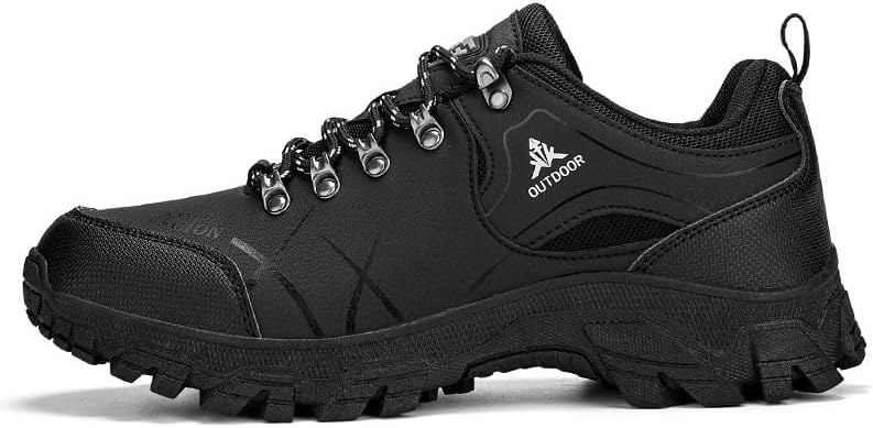 

Мужские походные кроссовки низкие - треккинговые кроссовки на осень и зиму с противоскользящей подошвой, долговечным сцеплением и шнуровкой, спортивная повседневная обувь Qacksv, черный