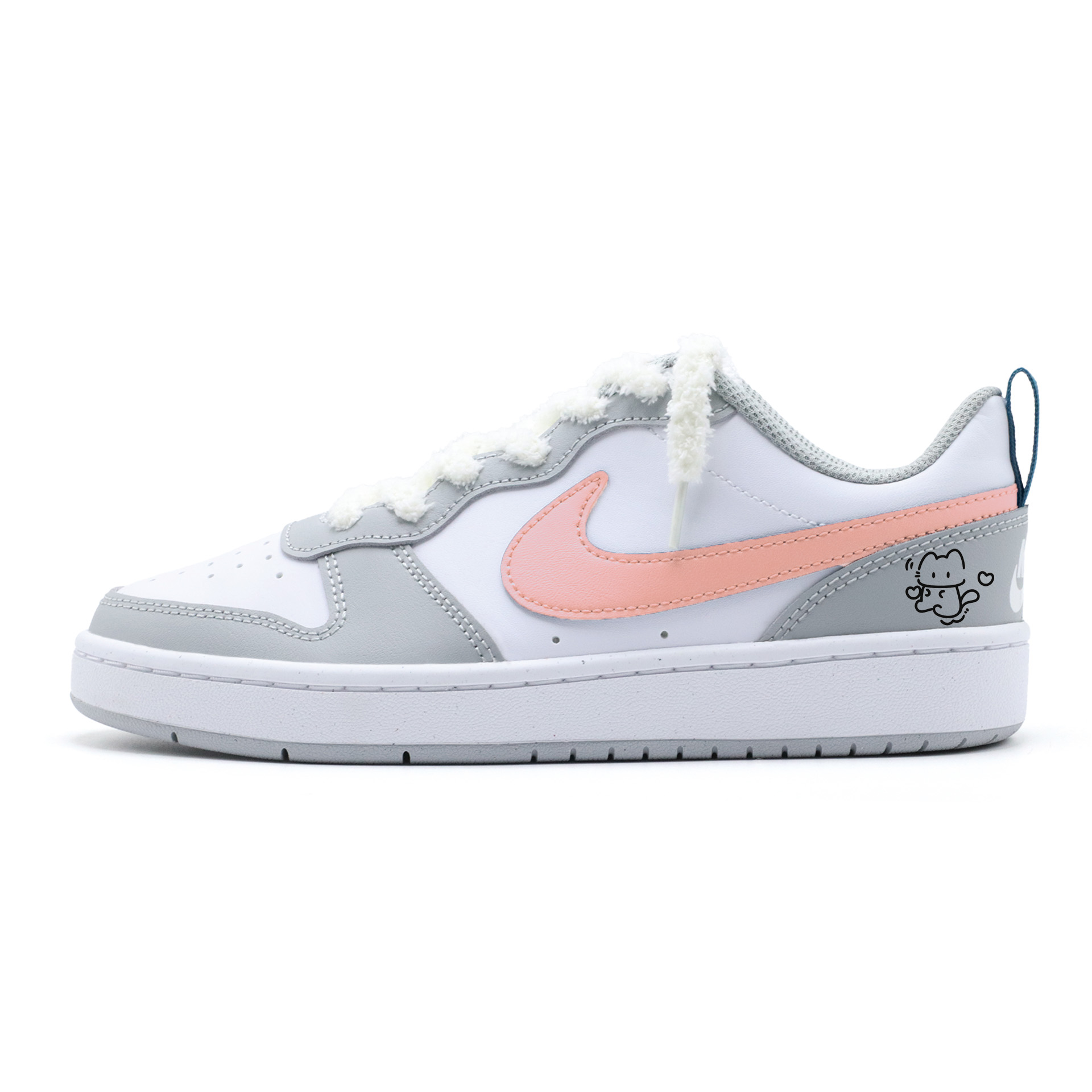

Nike Детские кроссовки для скейтбординга Court Borough Bobo Cat с нескользящей подошвой, износостойкие, белые, серые, розовые, подростковые