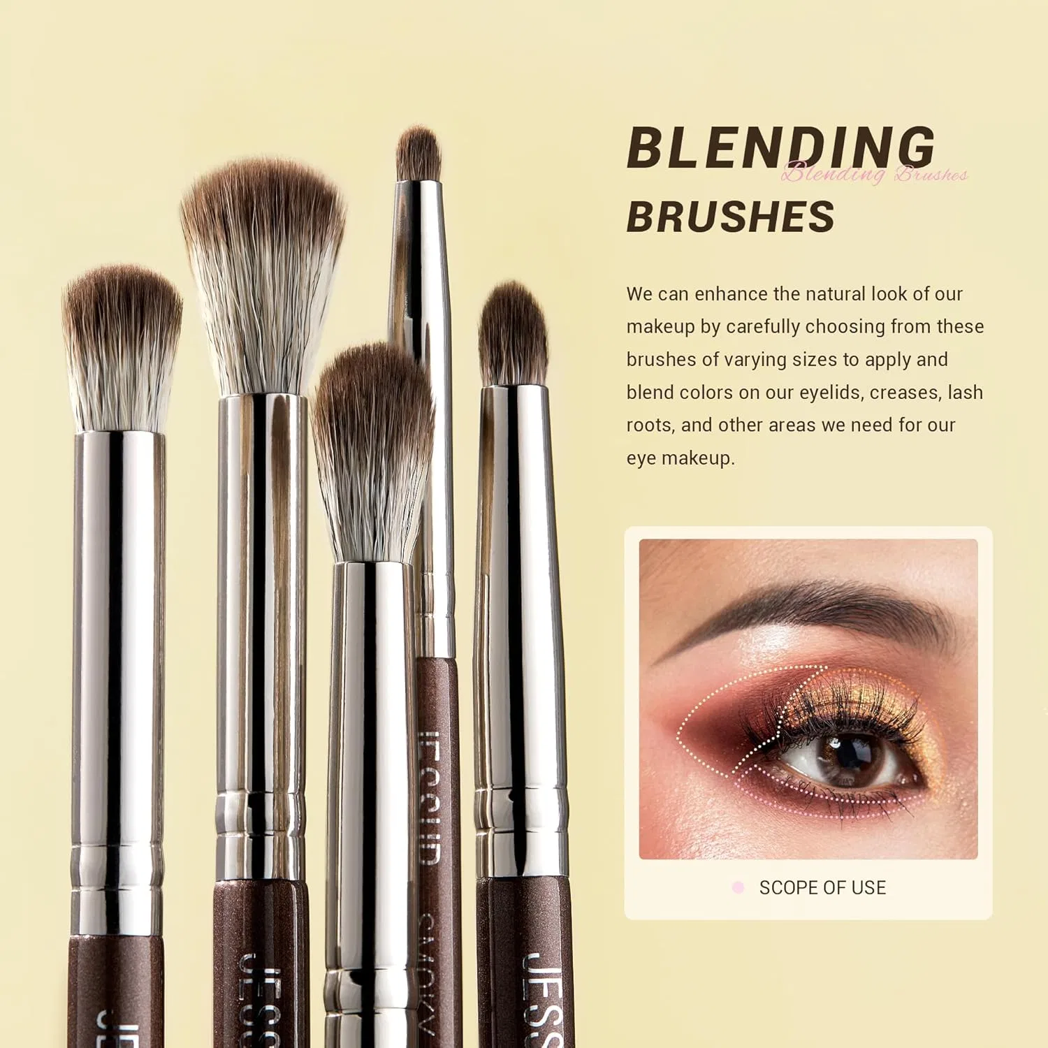 Набор кистей для макияжа из 15 предметов «T499» от Jessup Jessup, G-Shimmer Brown — фото 3