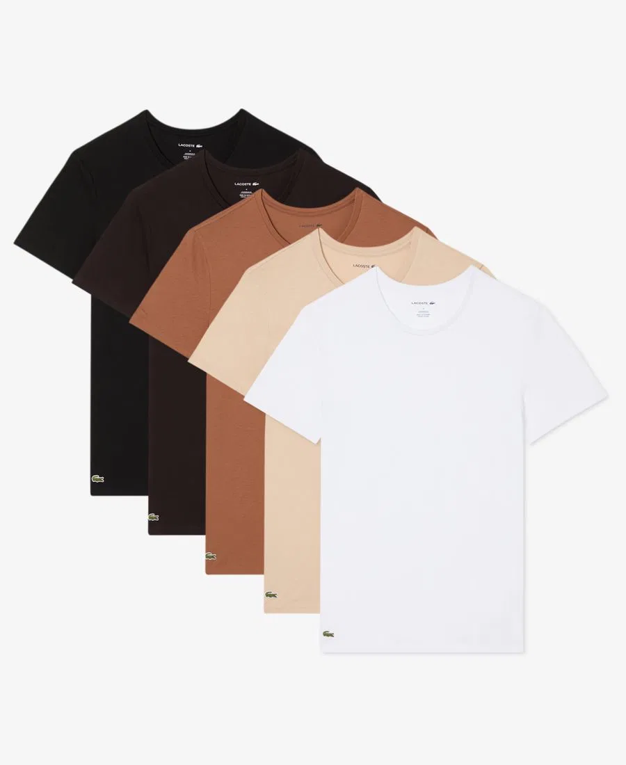 Мужской комплект маек-борцовок с V-образным вырезом 5 шт Lacoste, Black Buffalo-Pecan