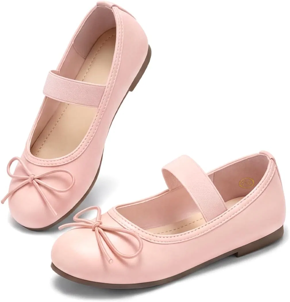 Детские балетки для девочек с бантом Haloumoning, Pink