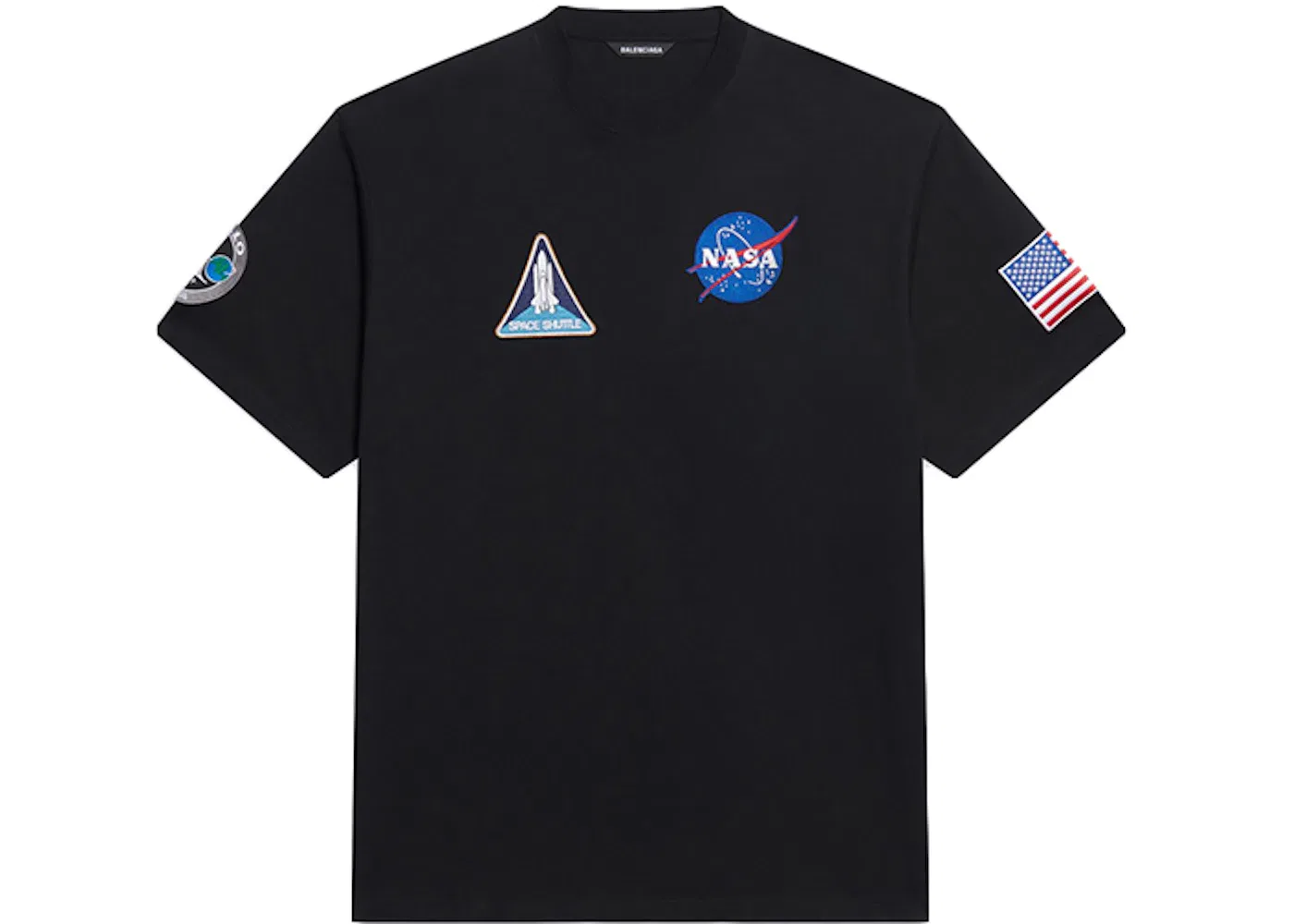 Женская футболка с принтом NASA Space Multi-Patch Balenciaga, Black