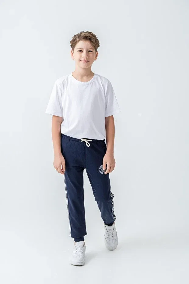 Детские спортивные штаны для мальчиков с принтом World wide printed Mışıl Kids, Navy Blue