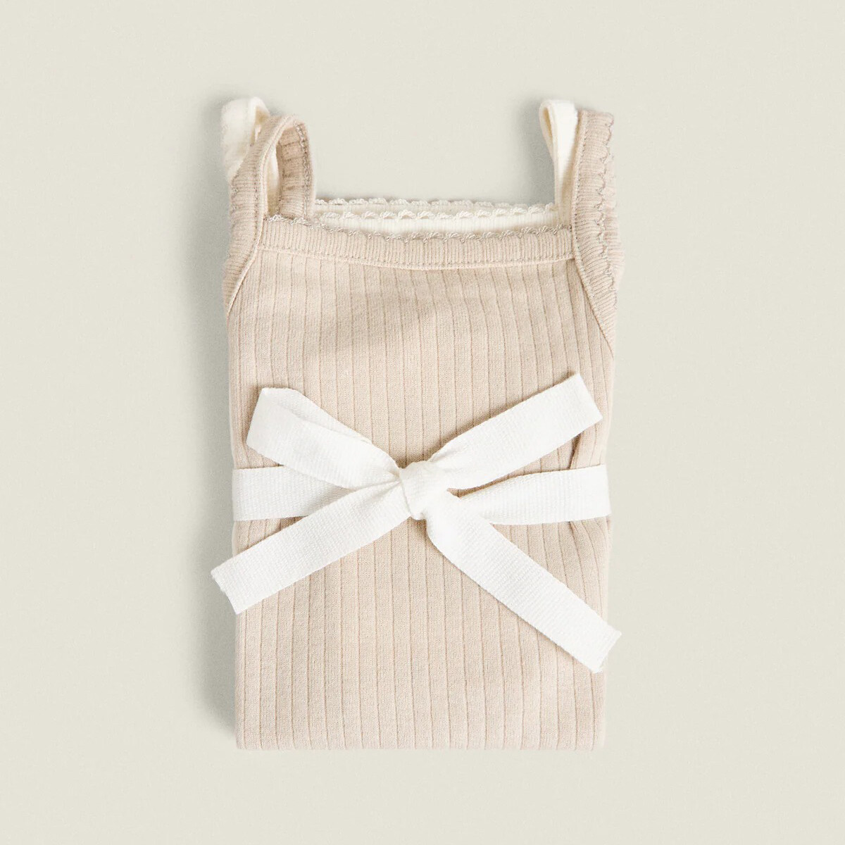 

Комплект боди Zara Home Ribbed, 2 предмета, бежевато-серый/белый