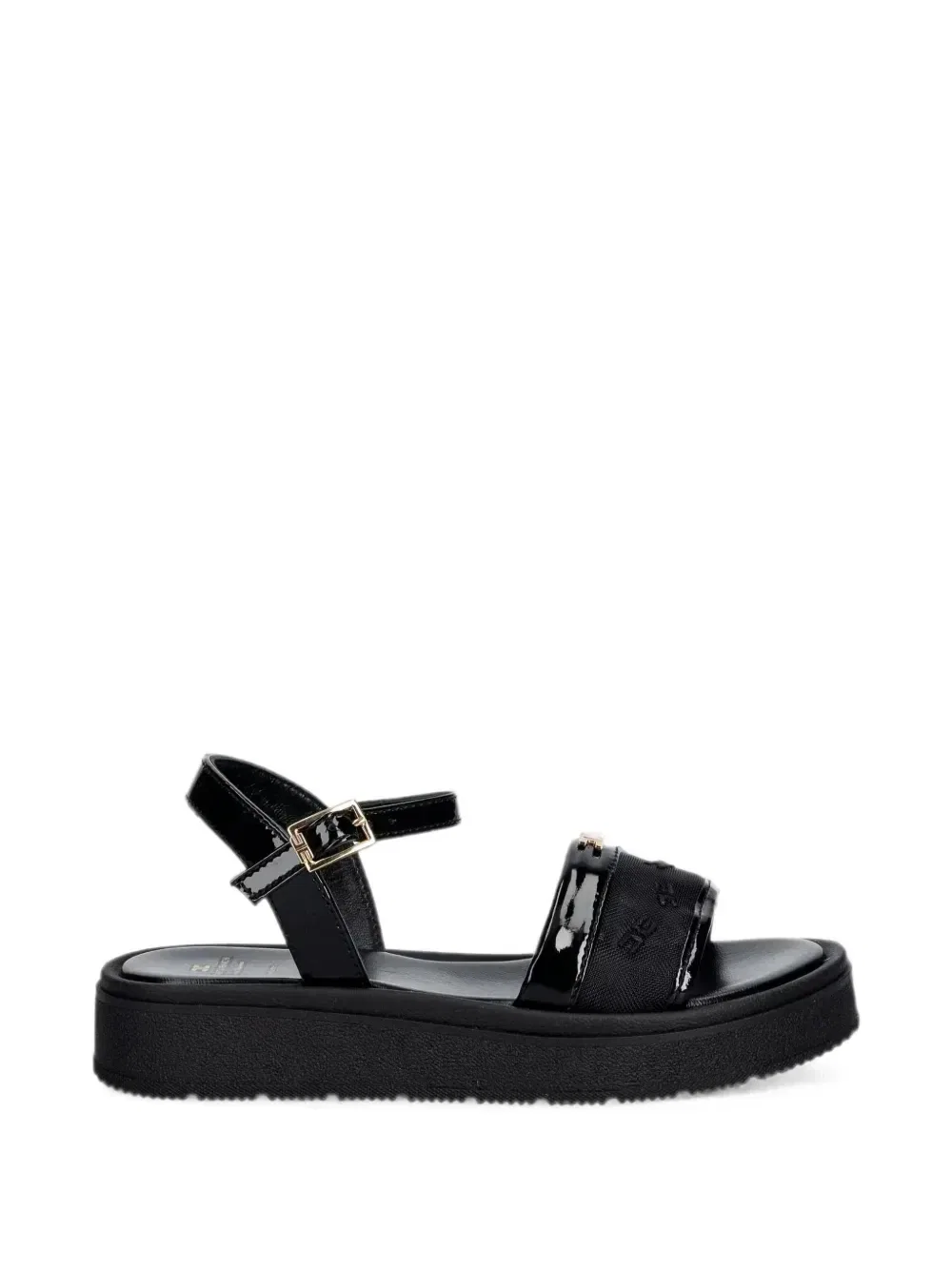 Лакрованные сандалии с логотипом Elisabetta Franchi Kids, черный