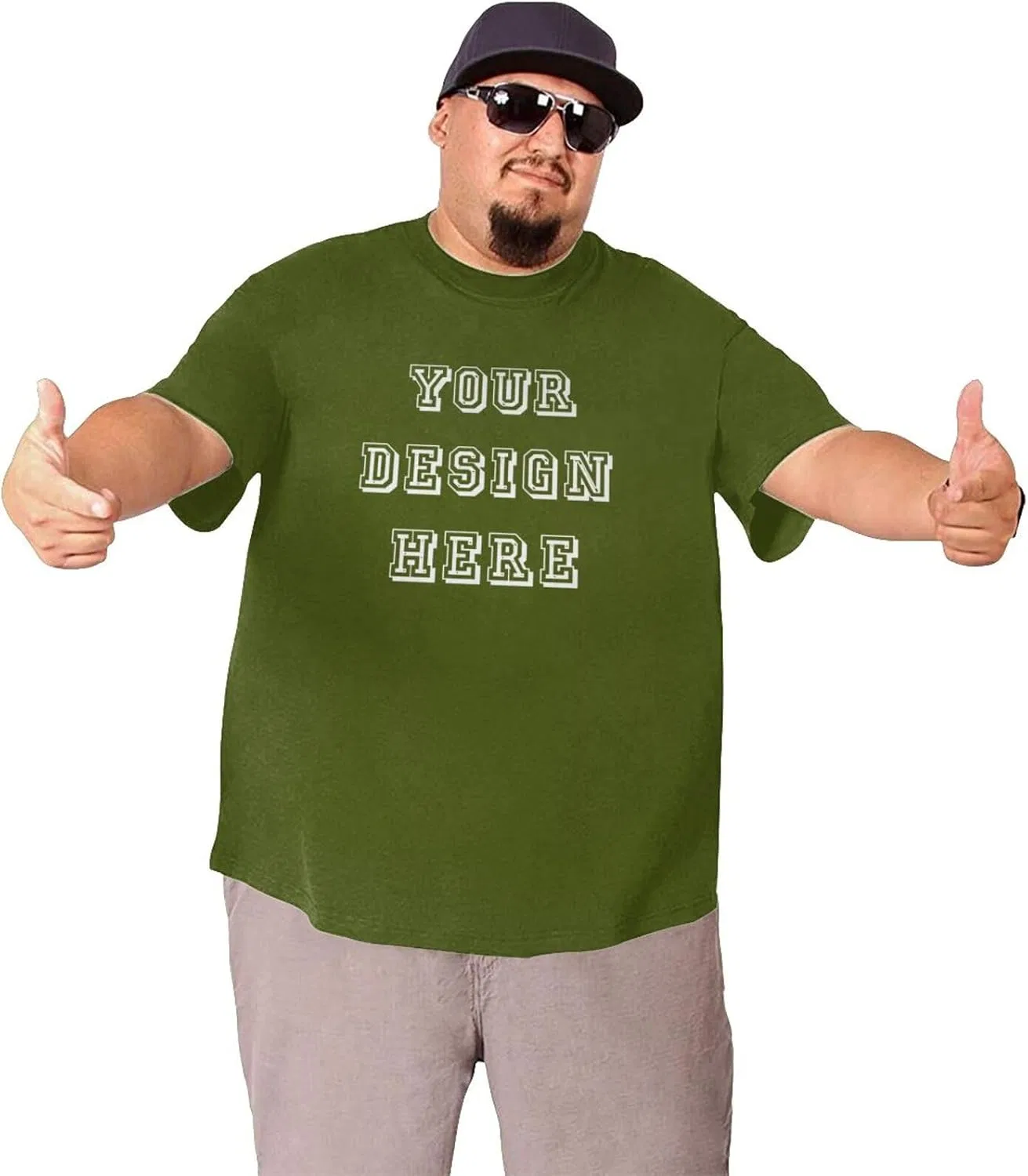 Мужская свободная футболка с круглым вырезом Big Custom T Shirts, Moss Green — фото 4