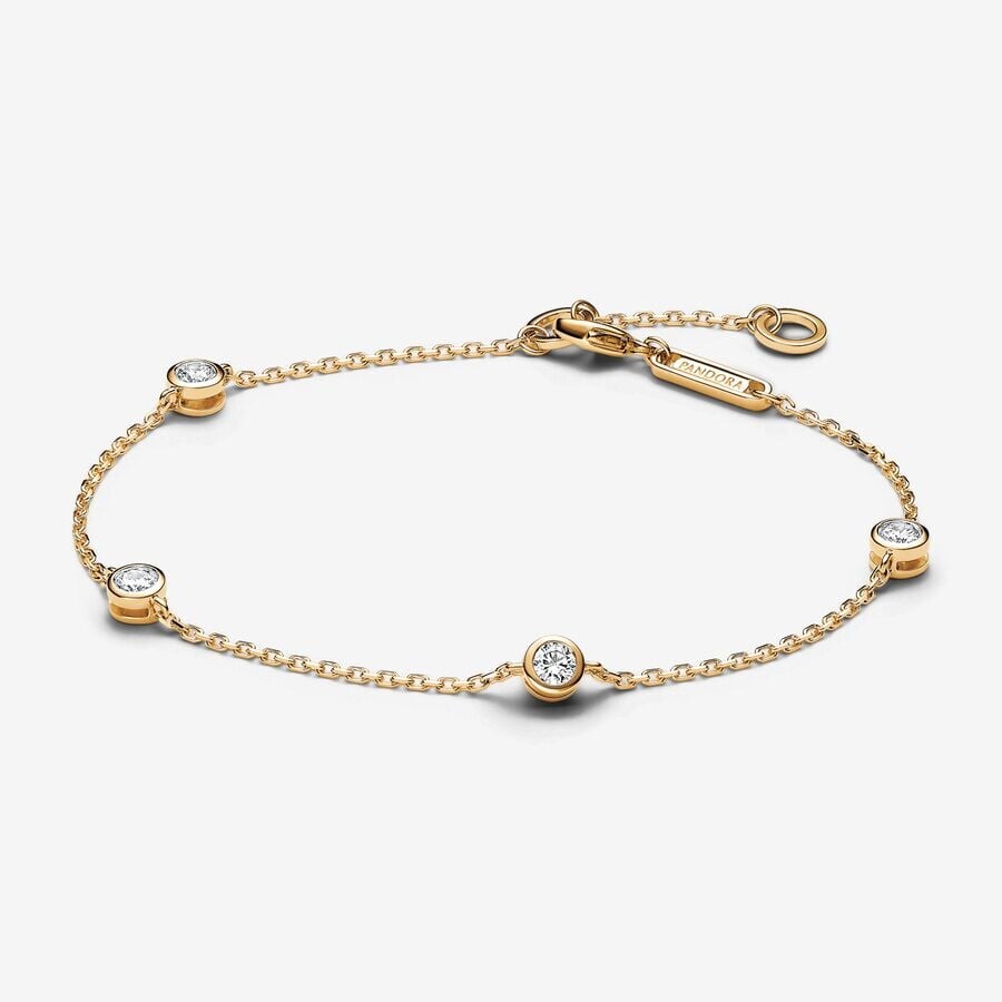 

Браслет Pandora Era Bezel Lab-grown Diamond Station Chain, золото/бриллиант