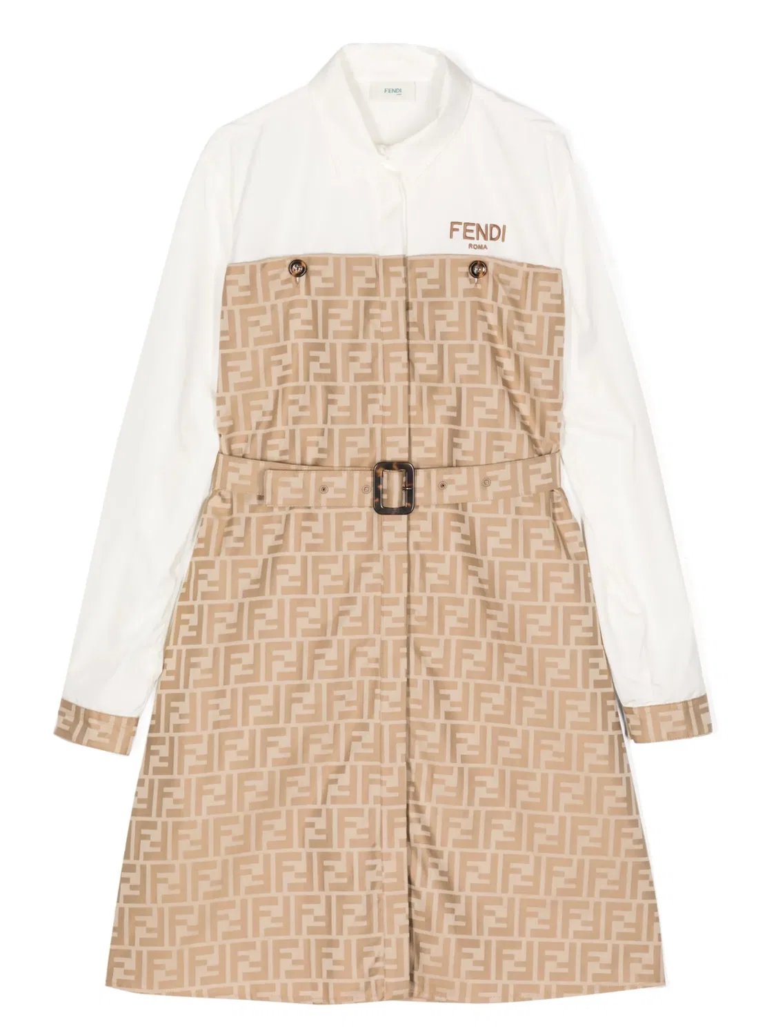 Платье с поясом и карманами коричневое FENDI, коричневый