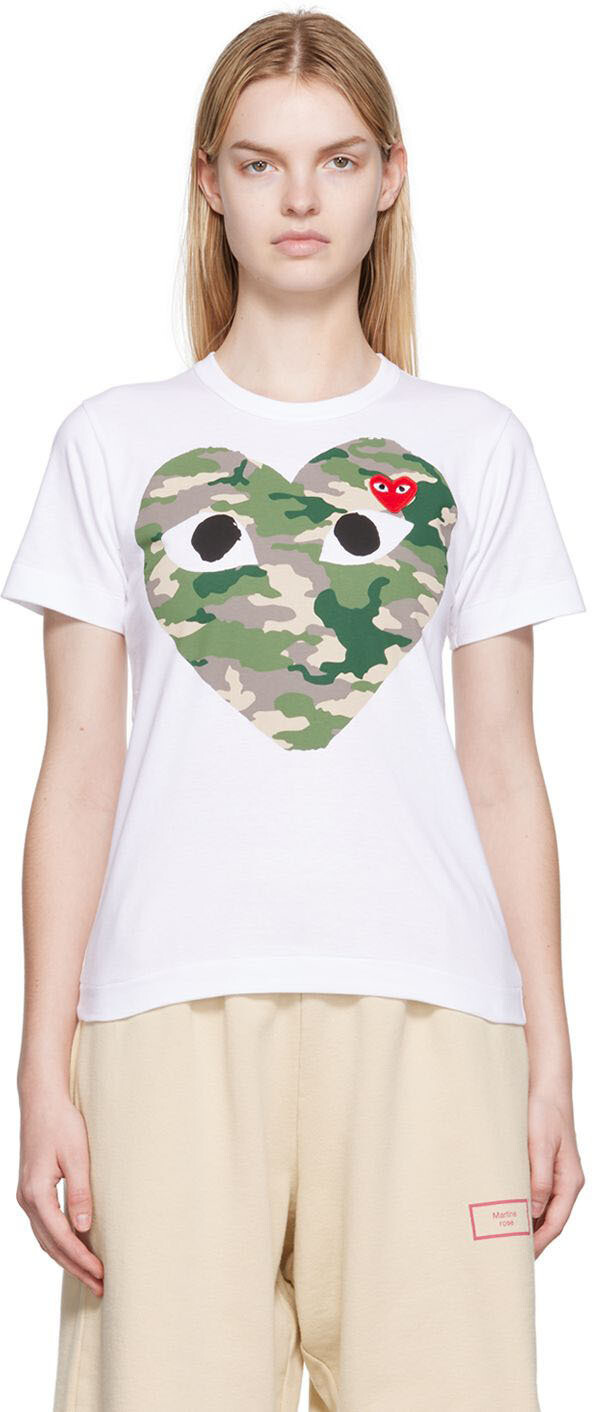 

Белая футболка с нашивкой в ​​виде сердца Comme des Garçons Play, Белый, Белая футболка с нашивкой в ​​виде сердца Comme des Garçons Play