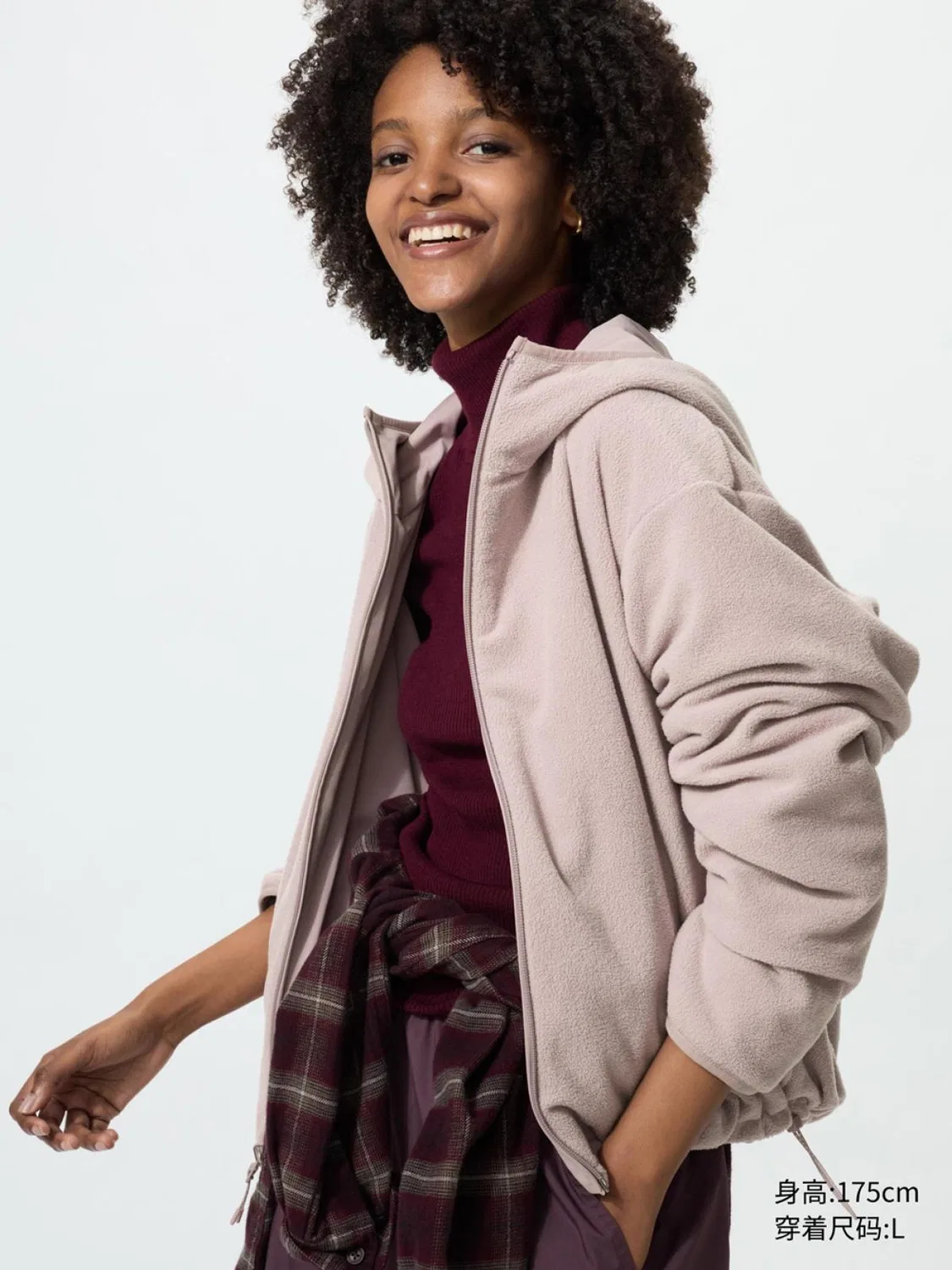 Куртка женская утепленная с капюшоном на молнии двусторонняя Uniqlo, розовый