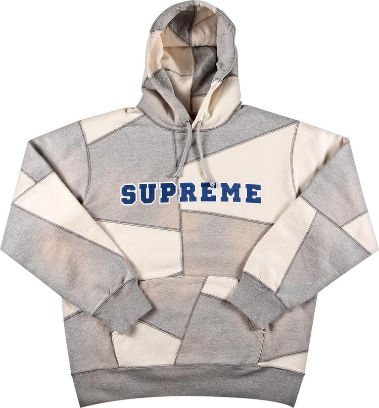 

Толстовка Supreme Patchwork Hooded Sweatshirt 'Heather Grey', серый