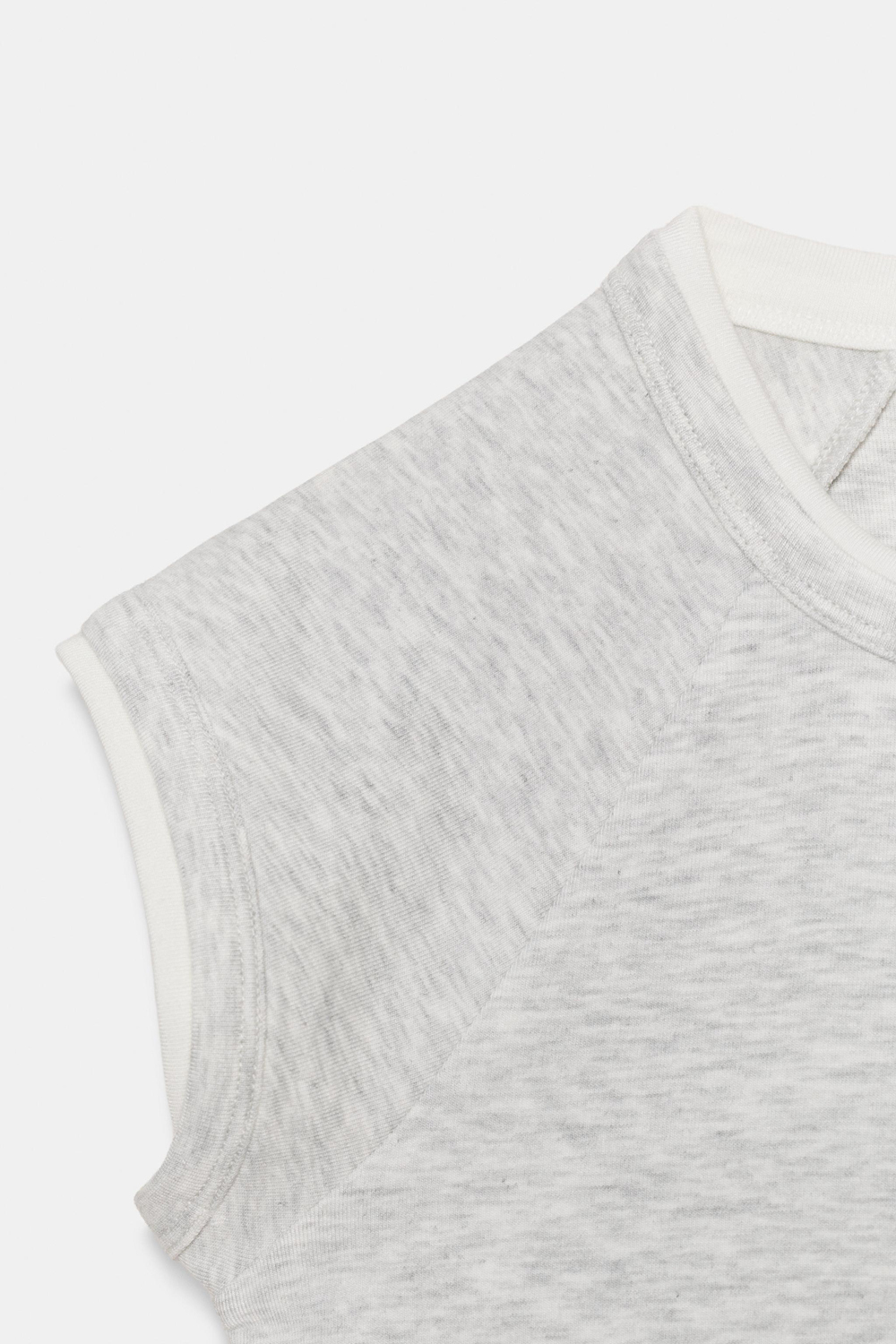 Футболка Zara Double Short Sleeve Effect, серый меланж — фото 3