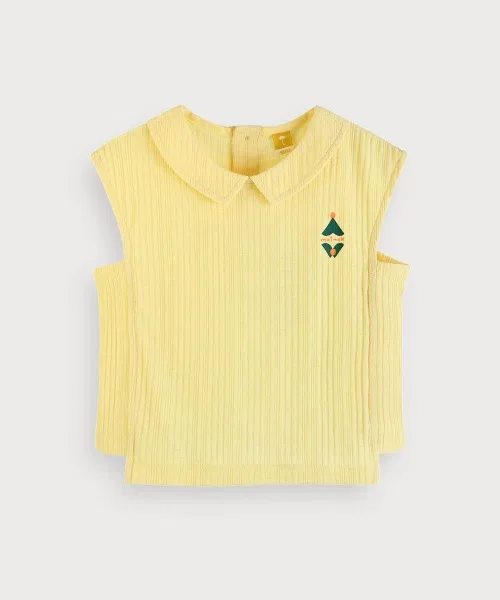 Детская футболка без рукавов с брендовым принтом moimoln, Light Yellow