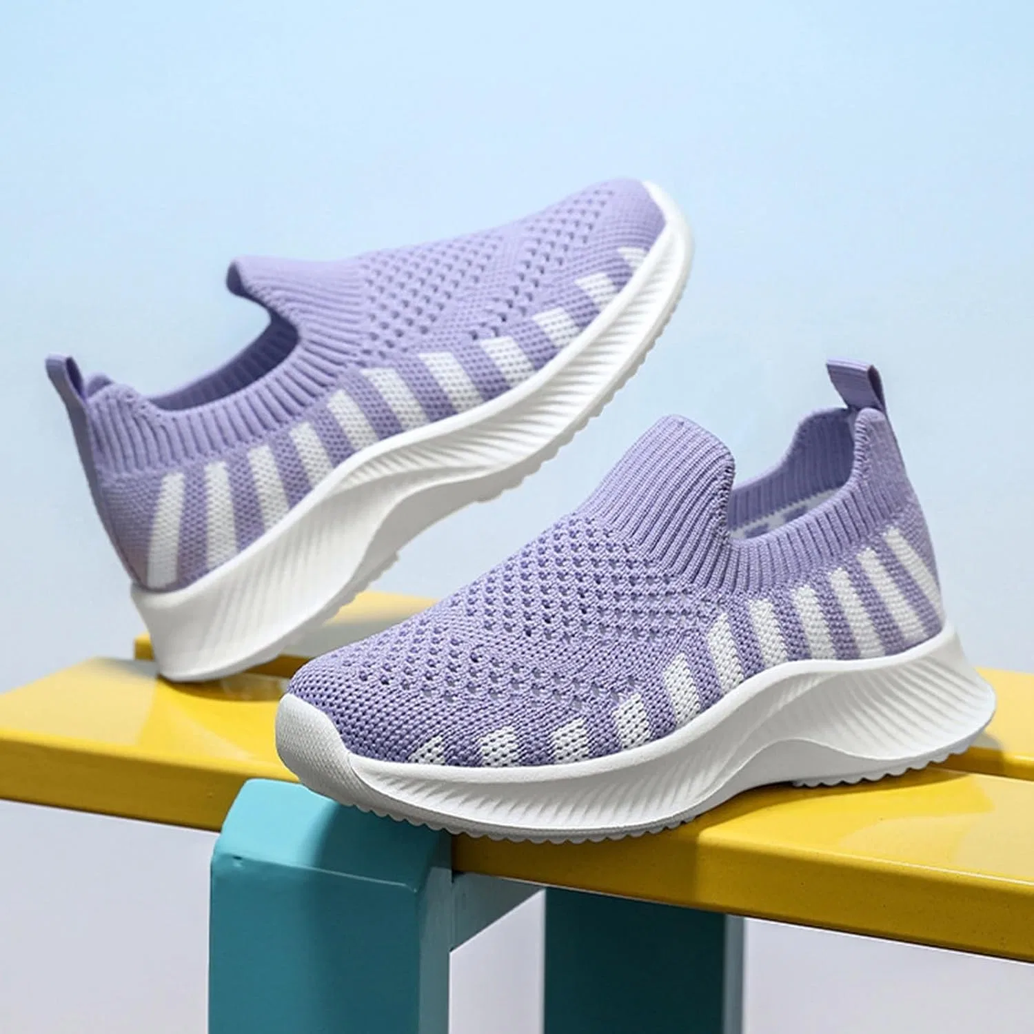 Детские дышащие кроссовки с легкой подошвой для мальчиков и девочек, Purple — фото 2