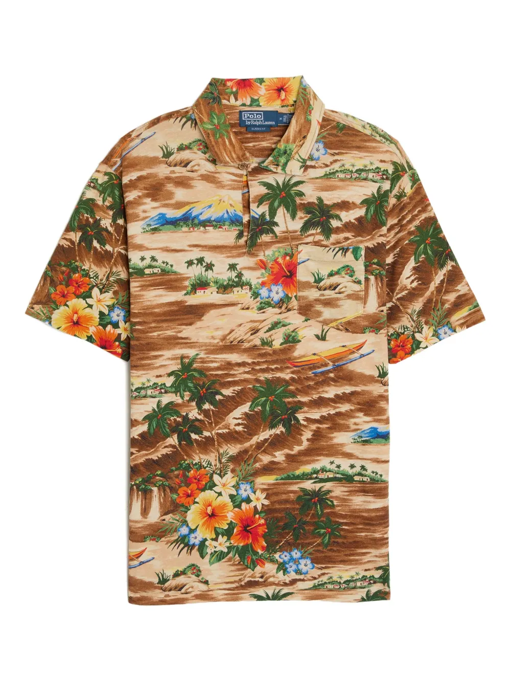 

Рубашка-поло с короткими рукавами и тропическим принтом POLO RALPH LAUREN, коричневый