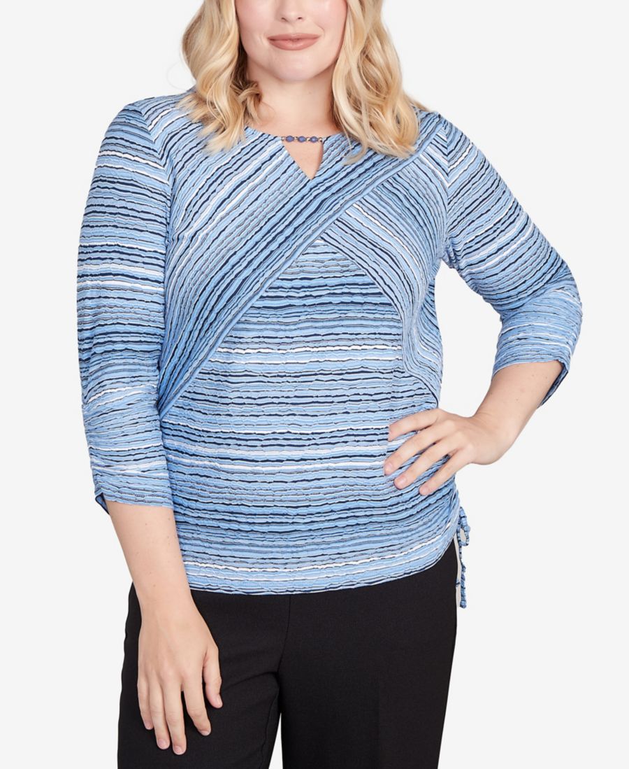 

Женский трикотажный топ с текстурированными полосками Alfred Dunner, Perriwinkle