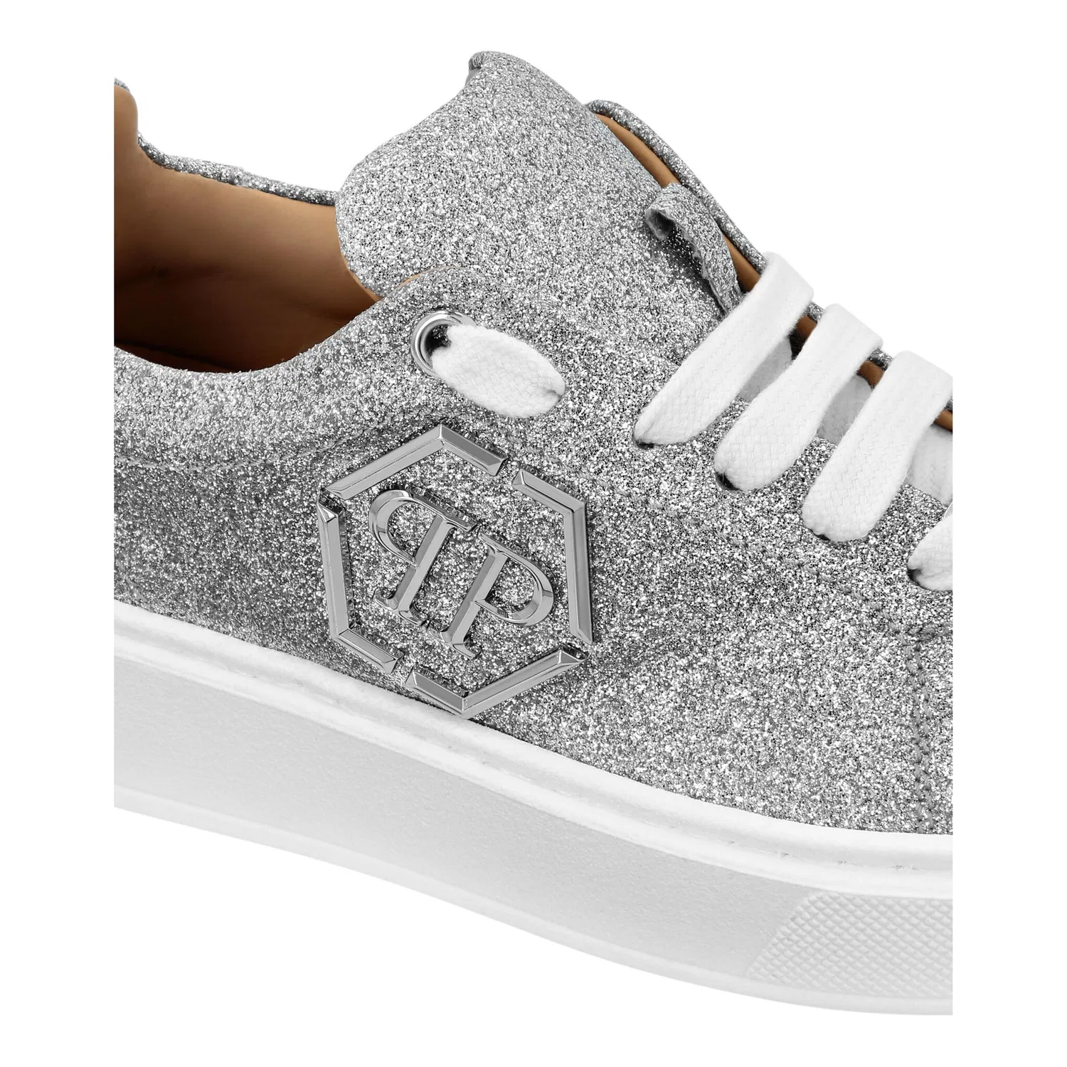 Детские кроссовки с блестками Hexagon PHILIPP PLEIN, Silver — фото 2