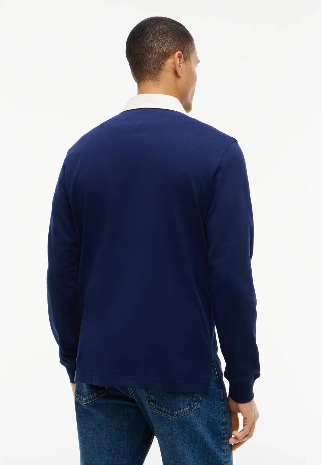 Незаменимая однотонная регбийная рубашка-поло Tommy Hilfiger, Carbon Navy — фото 3
