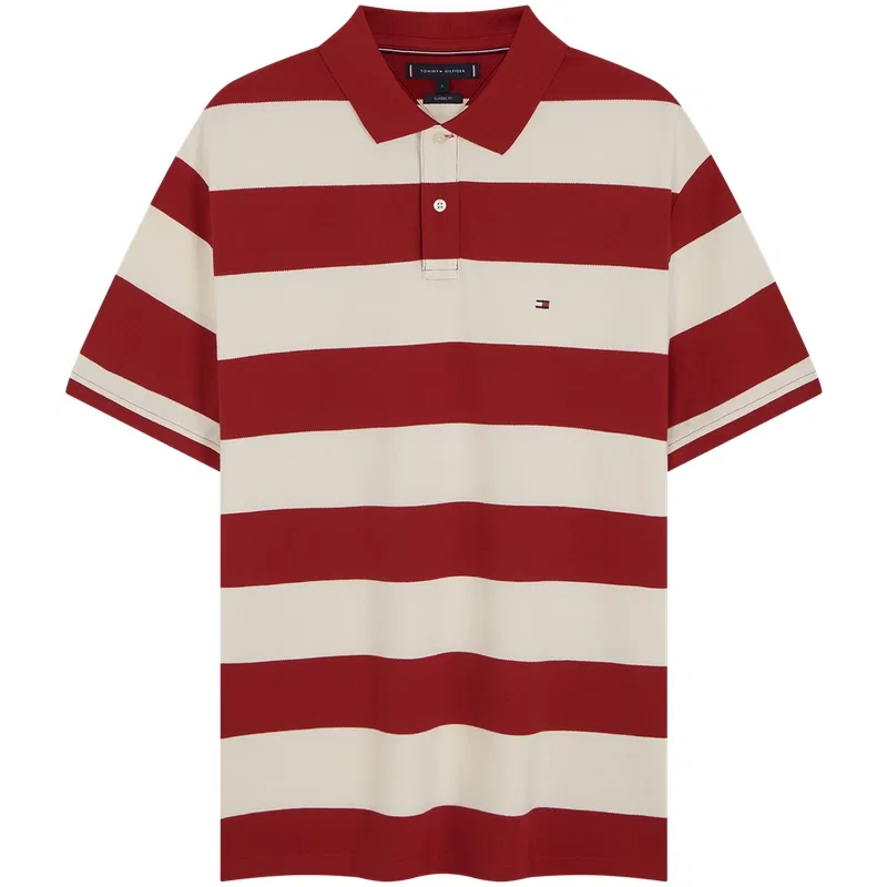 Мужское поло с полосками Tommy Hilfiger, Red White Stripes