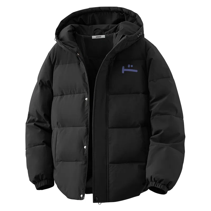 Детский пуховик с капюшоном утепленный MINISO, Black (Blue Mood Chest Logo)