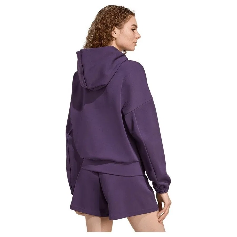 Женский свитшот с капюшоном и молнией, модель W FI SL FZ HD, adidas, Фиолетовый — фото 3